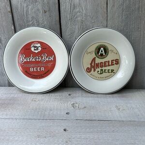2 Beer Themed Eddie Bauer‎ Home Plates Retired Each Different 7.75"